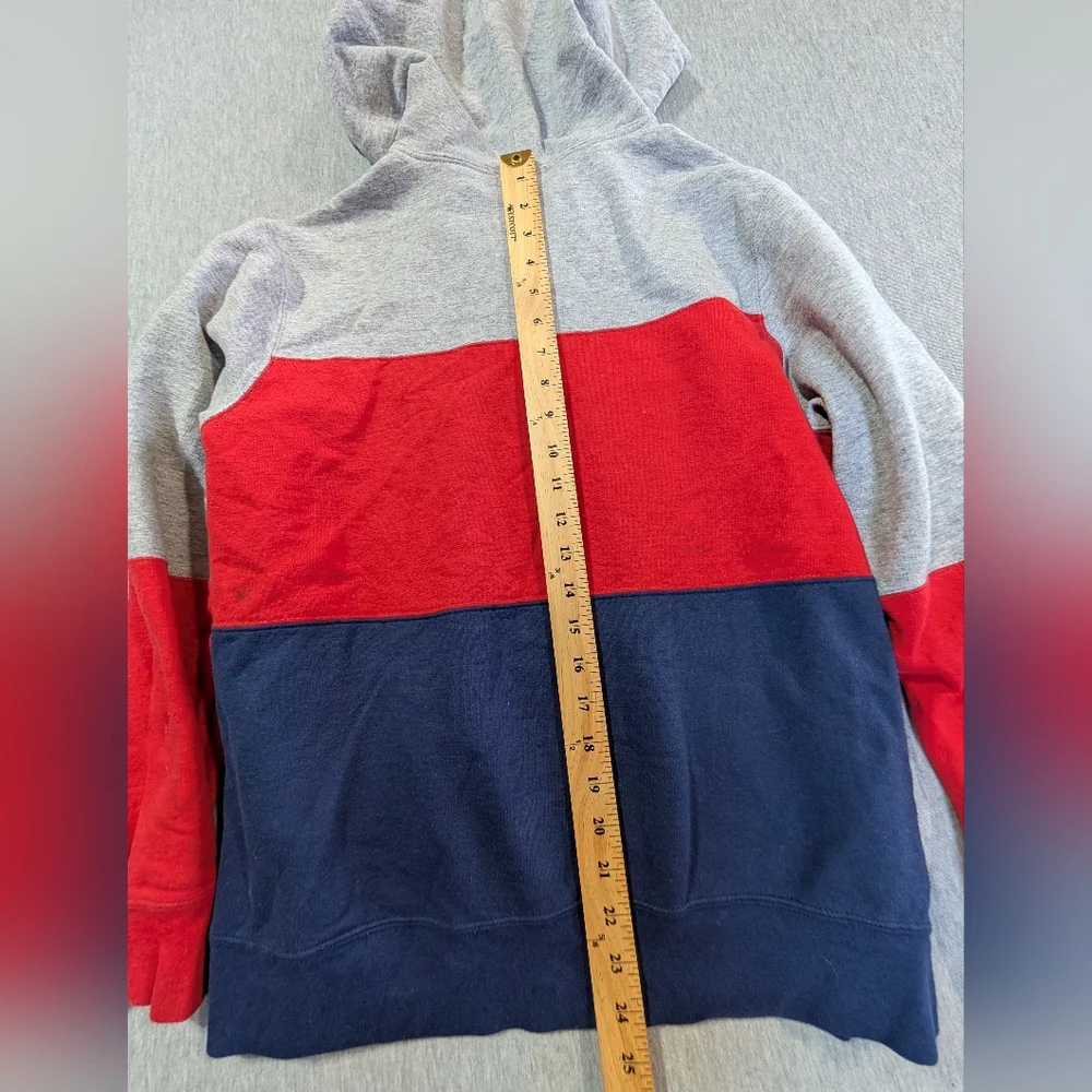Champion Colorblock Pullover Hoodie Women's Medium Gray Red Blue Logo Front - Picture 14 of 16